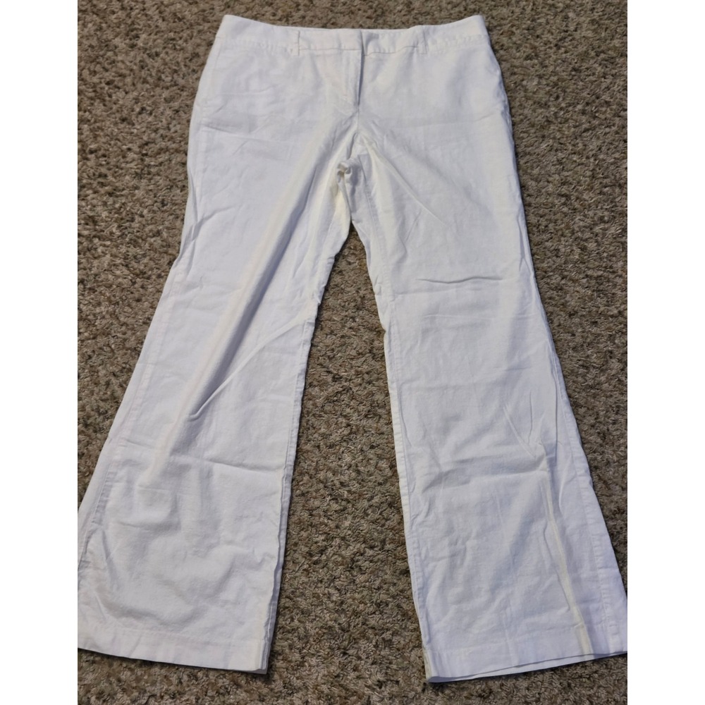 New York & Company‎ Stretch Boot  Linen Blend Pants Women's Size 12 White